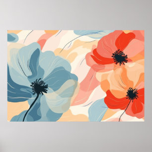 Esthetische bloemen schilderen poster