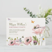 Esthetische bloemenbijen verjaardag kaart (Staand voorkant)