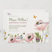 Esthetische bloemenbijen verjaardag kaart (Voorkant / Achterkant)