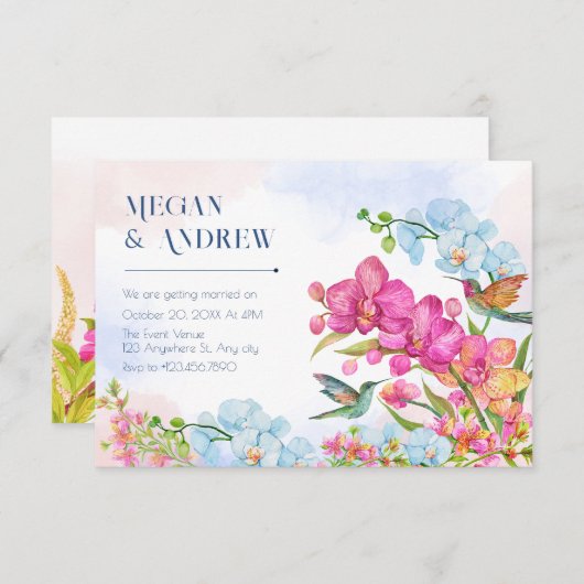 Esthetische bloemenbruiloft kaart (Voorkant / Achterkant)