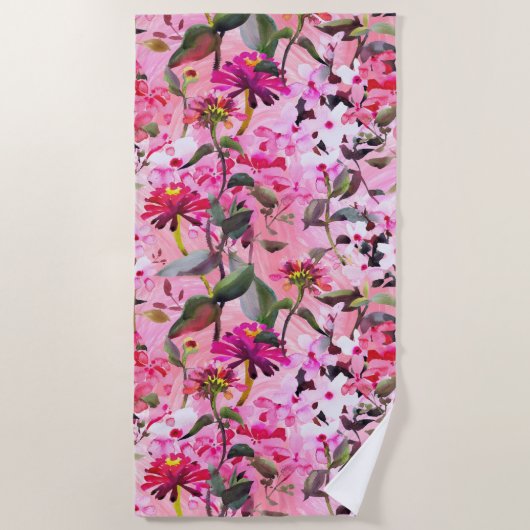 Esthetische bloemendouchegordijn strandlaken (Voorkant)