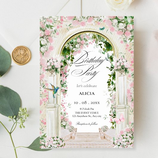 Esthetische bloementuin sprookje verjaardag kaart