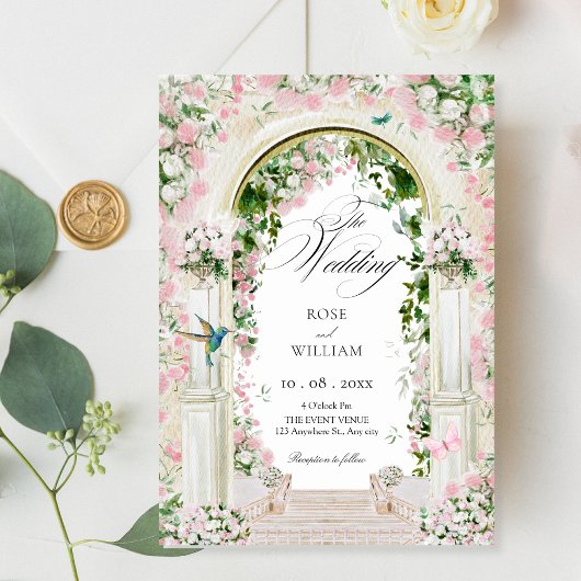 Esthetische bloementuin trouwboog kaart