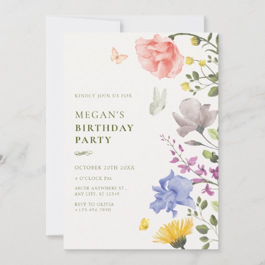 Esthetische bloementuin verjaardag kaart (Voorkant)