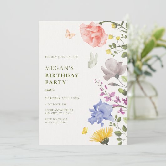 Esthetische bloementuin verjaardag kaart (Staand voorkant)