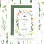 Esthetische bloemenvogel bruiloft Uitnodiging