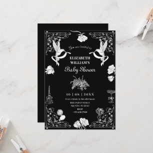 Esthetische bloemige eettafel baby shower kaart