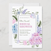 Esthetische bloemige hortensia bruidsshower kaart (Voorkant)