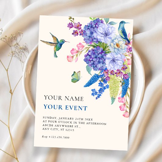 Esthetische bloemvogel elegant kaart