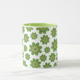 Esthetische Boheemse Bloem Geometrische Naam Groen Mok
