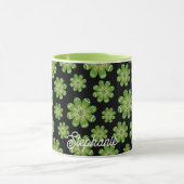 Esthetische Boheemse Bloem Geometrische Naam Zwart Mok (Midden)