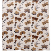 Esthetische boho vlinders met bladeren lente douchegordijn (Voorkant)
