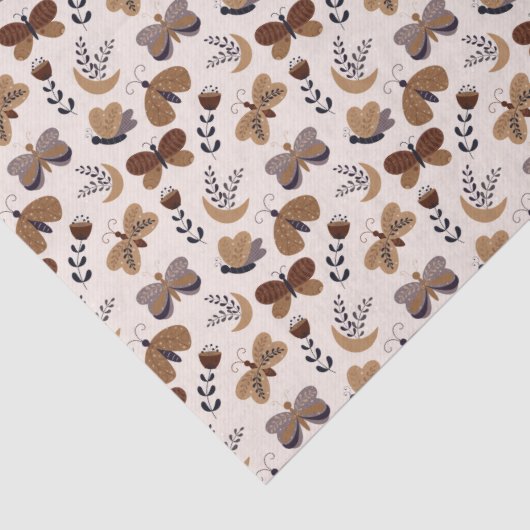 Esthetische boho vlinders met bladeren lente tissuepapier (Detail)