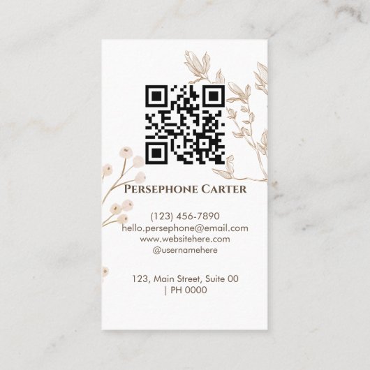 Esthetische Botanische Gouden Bloem Zachte Beige S Visitekaartje (Achterkant)