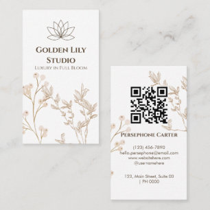 Esthetische Botanische Gouden Bloem Zachte Beige S Visitekaartje