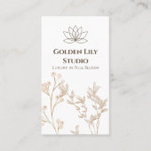 Esthetische Botanische Gouden Bloem Zachte Beige S Visitekaartje (Voorkant)