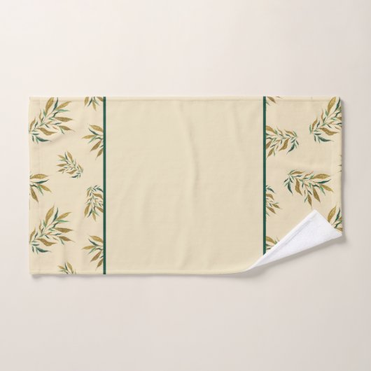 Esthetische botanische patroon goud en groene twij bad handdoek (Handdoek)