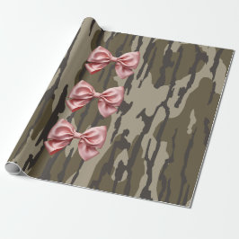 Esthetische Bottomland Camo Baby Roze Lint & Strik Cadeaupapier