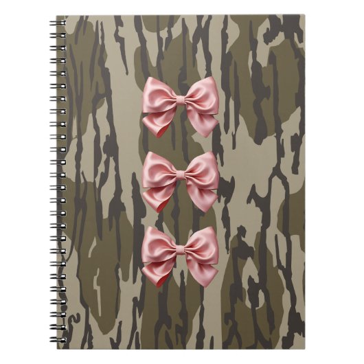 Esthetische Bottomland Camo Baby Roze linten & str Notitieboek (Voorkant)