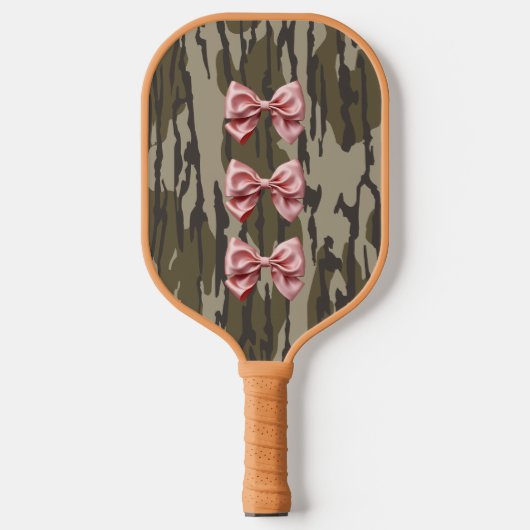 Esthetische Bottomland Camo Baby Roze linten & str Pickleball Paddle (Voorkant)