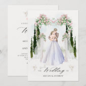 Esthetische bruiloft boog tuin paar waterverf kaart (Voorkant / Achterkant)