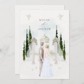 Esthetische bruiloft boog tuin paar waterverf kaart (Voorkant / Achterkant)