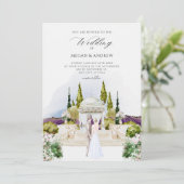 Esthetische bruiloft tuin waterverf kaart (Staand voorkant)