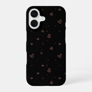Esthetische bruine harten patroon telefoonhoes iPhone 16 hoesje