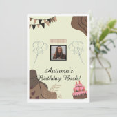 Esthetische bruine moderne minimalistische verjaar kaart (Staand voorkant)