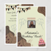 Esthetische bruine moderne minimalistische verjaar kaart (Voorkant / Achterkant)