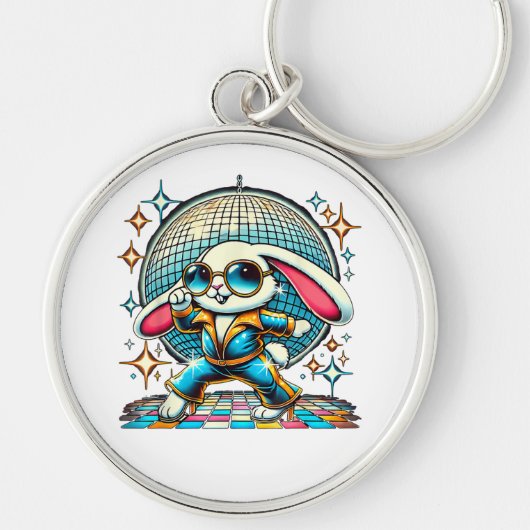 Esthetische Bunny Disco Sleutelhanger (Voorkant)