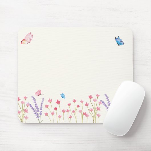 Esthetische Butterfly Wildflowers Muismat (Met muis)