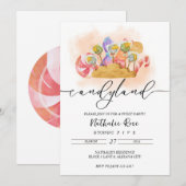 Esthetische Candyland Thema Uitnodiging Suiker The (Voorkant / Achterkant)