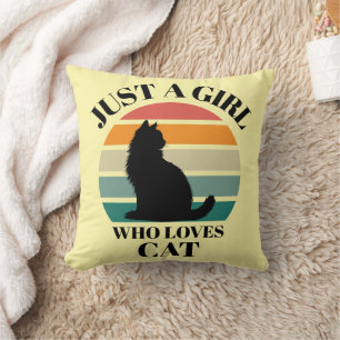 Esthetische Cat Silhouette Retro Sierkussen