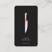 Esthetische Cateraar Baker Pastry Zwart Roze Mes Visitekaartje (Voorkant)