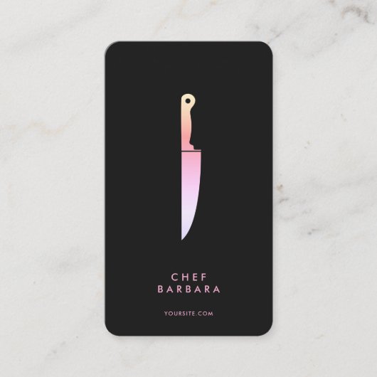 Esthetische Cateraar Baker Pastry Zwart Roze Mes Visitekaartje (Voorkant)