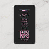 Esthetische Cateraar Baker Pastry Zwart Roze Mes Visitekaartje (Achterkant)
