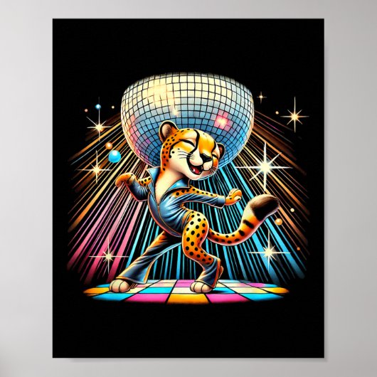 Esthetische Cheetah Disco Dancer Spooky Dance Kind Poster (Voorkant)