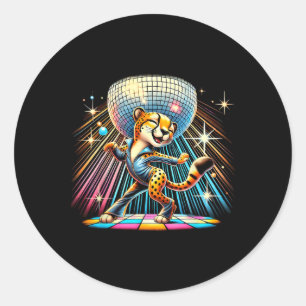 Esthetische Cheetah Disco Dancer Spooky Dance Kind Ronde Sticker