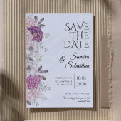 Esthetische Chic Bloemige Lichtgrijze Save The Dat Kaart