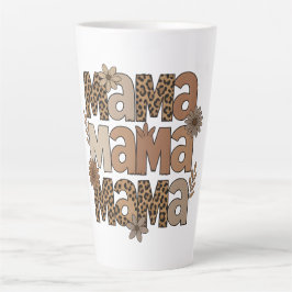 Esthetische Chic Mama Typografie Leopard Print Latte Mok