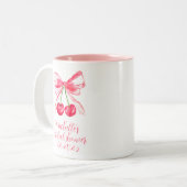 Esthetische Coquette Roze Bow Elegant Vrijgezellen Tweekleurige Koffiemok (Voorkant links)