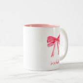 Esthetische Coquette Roze Bow Elegante Waterverf Tweekleurige Koffiemok (Voorkant rechts)