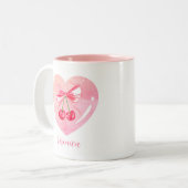 Esthetische Coquette Roze Bow Elegante Waterverf Tweekleurige Koffiemok (Voorkant links)