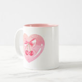 Esthetische Coquette Roze Bow Elegante Waterverf Tweekleurige Koffiemok (Voorkant links)