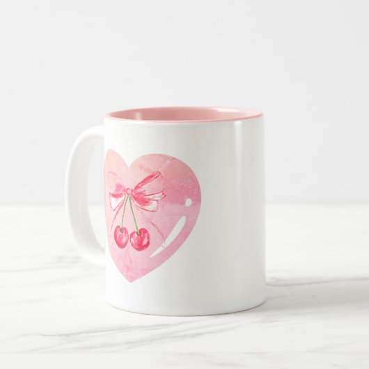 Esthetische Coquette Roze Bow Elegante Waterverf Tweekleurige Koffiemok (Voorkant links)
