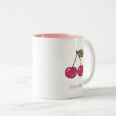 Esthetische Coquette Roze Kersen Elegante Waterver Tweekleurige Koffiemok (Voorkant rechts)