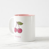 Esthetische Coquette Roze Kersen Elegante Waterver Tweekleurige Koffiemok (Voorkant links)