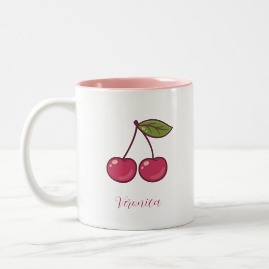 Esthetische Coquette Roze Kersen Elegante Waterver Tweekleurige Koffiemok (Links)