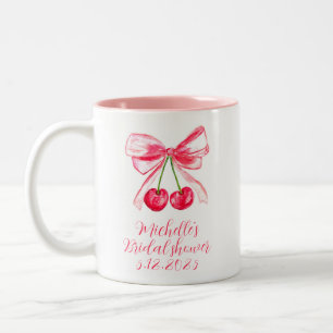 Esthetische Coquette Roze Strik Elegante Bruidsdou Tweekleurige Koffiemok